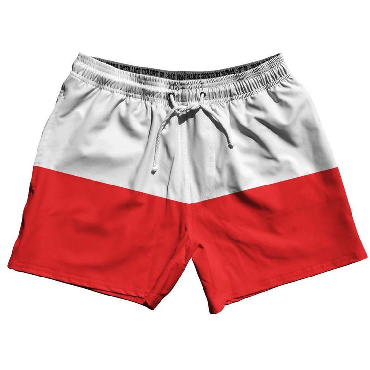 Poland Country Flag 5" Swim Shorts Made in USA-Red White