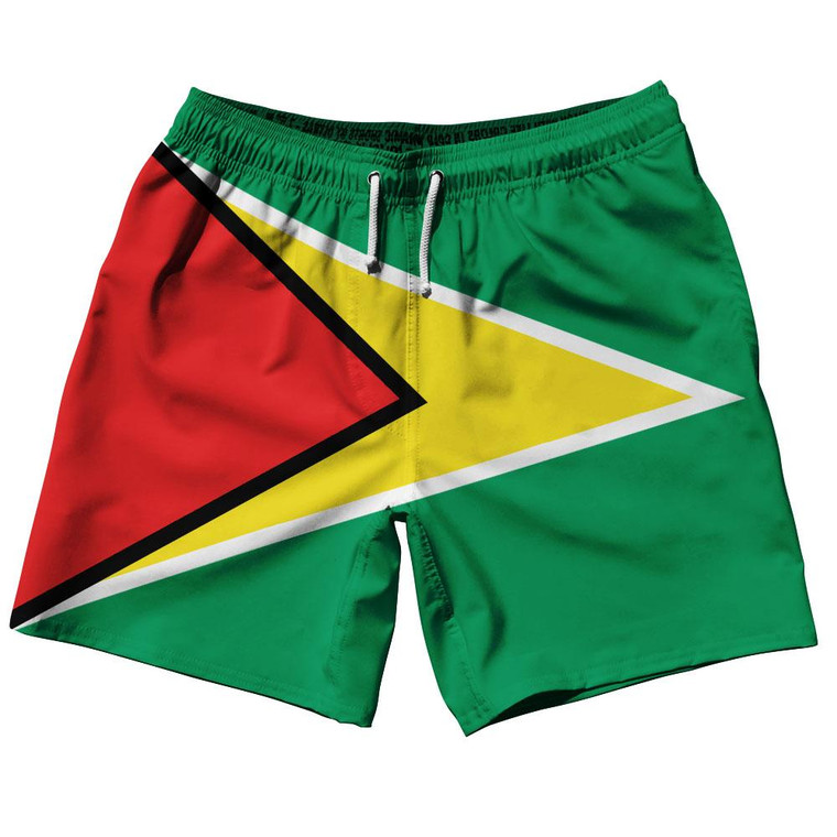 Guyana Country Flag 7.5" Swim Shorts Made in USA - Red Green Yellow