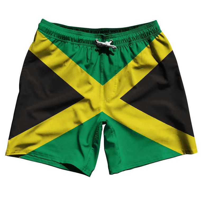 Jamaica Country Flag 7.5" Swim Shorts Made in USA - Green Black