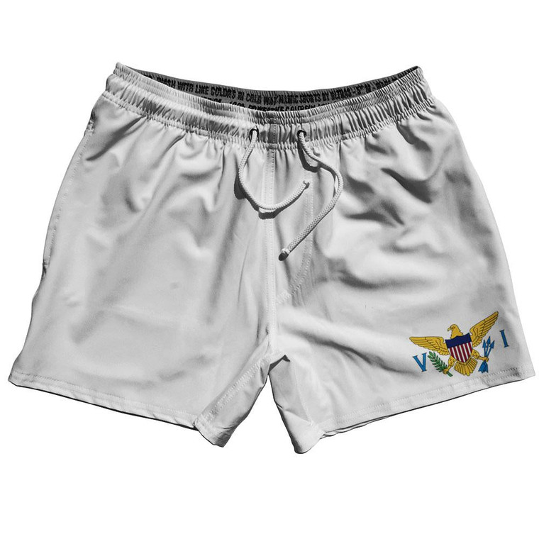 U.S. Virgin Islands Country Flag 5" Swim Shorts Made in USA - White Blue