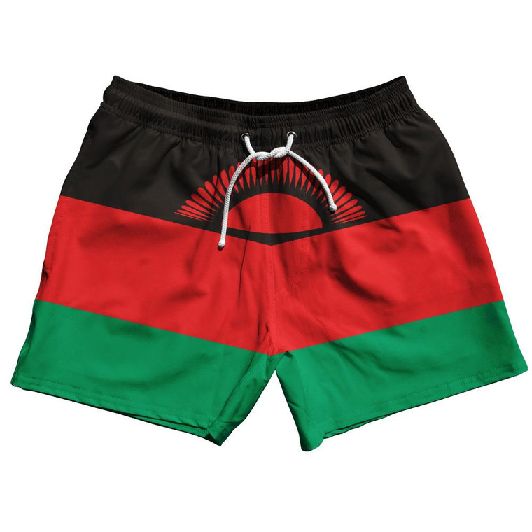 Malawi Country Flag 5" Swim Shorts Made in USA - Black Red Green