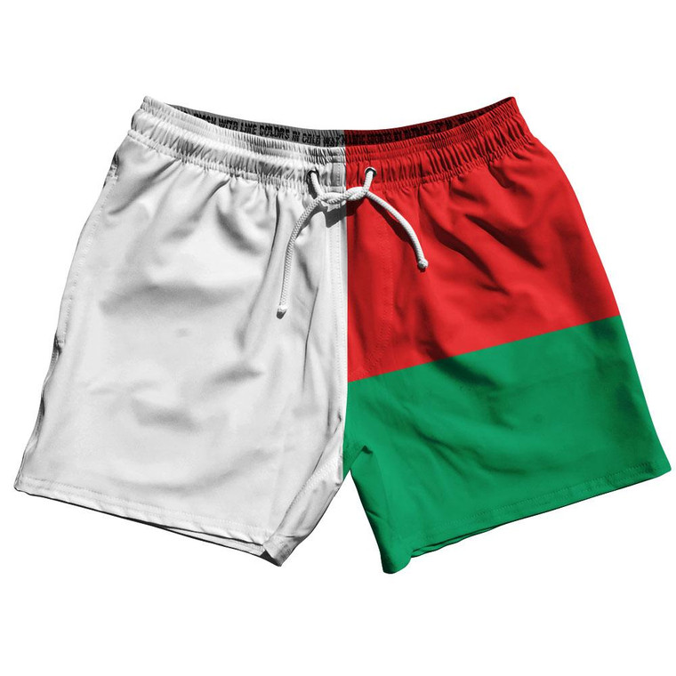 Madagascar Country Flag 5" Swim Shorts Made in USA-Red Green