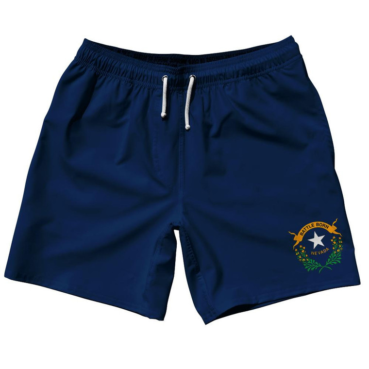 Nevada US State 7.5" Swim Shorts Made in USA-Navy