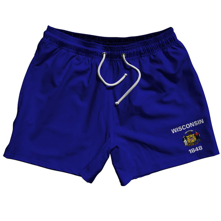 Wisconsin US State 5" Swim Shorts Made in USA-Royal