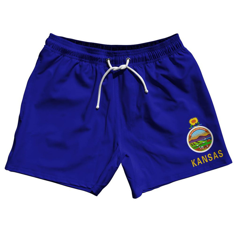 Kansas US State 5" Swim Shorts Made in USA - Royal