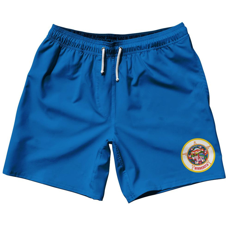 Minnesota US State 7.5" Swim Shorts Made in USA - Blue