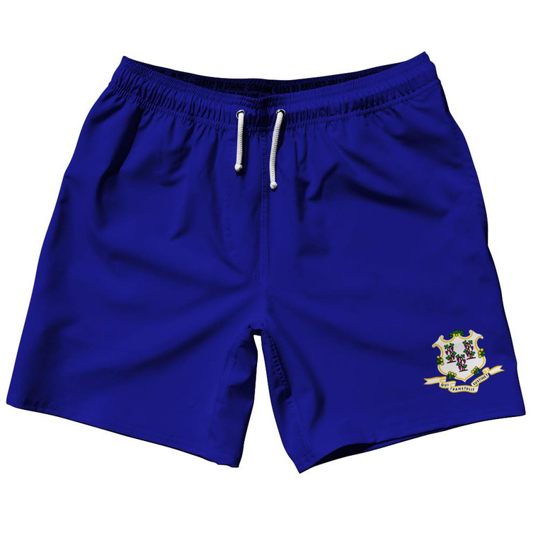 Connecticut US State 7.5" Swim Shorts Made in USA - Royal