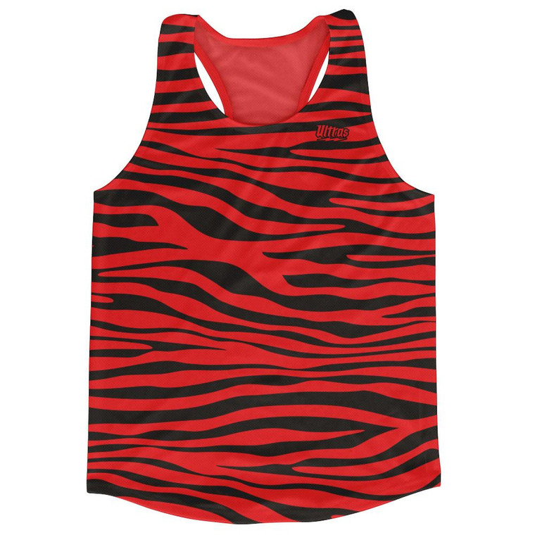 Red & Black Zebra Running Tank Top Racerback Track & Cross Country Singlet Jersey Made In USA-Red & Black