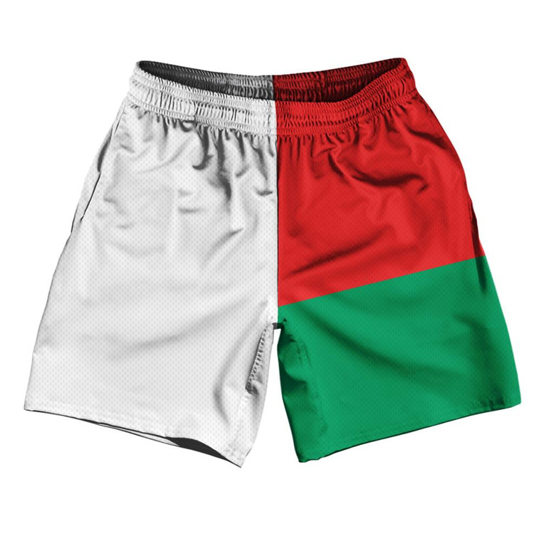 Madagascar Country Flag Athletic Running Fitness Exercise Shorts 7" Inseam Made In USA-Red Green