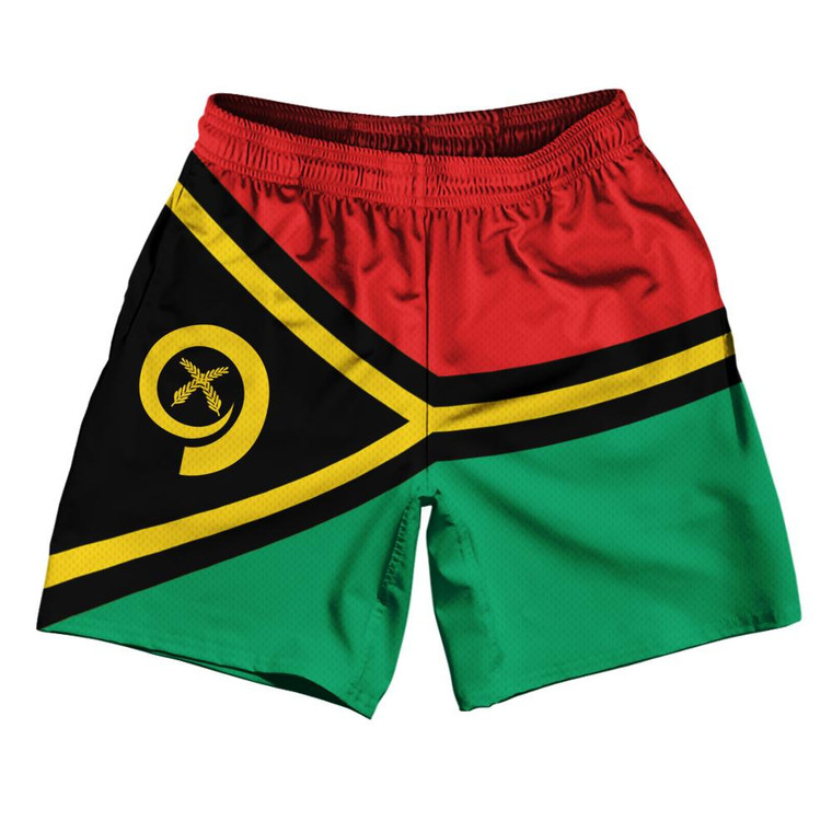 Vanuatu Country Flag Athletic Running Fitness Exercise Shorts 7" Inseam Made In USA-Red Green