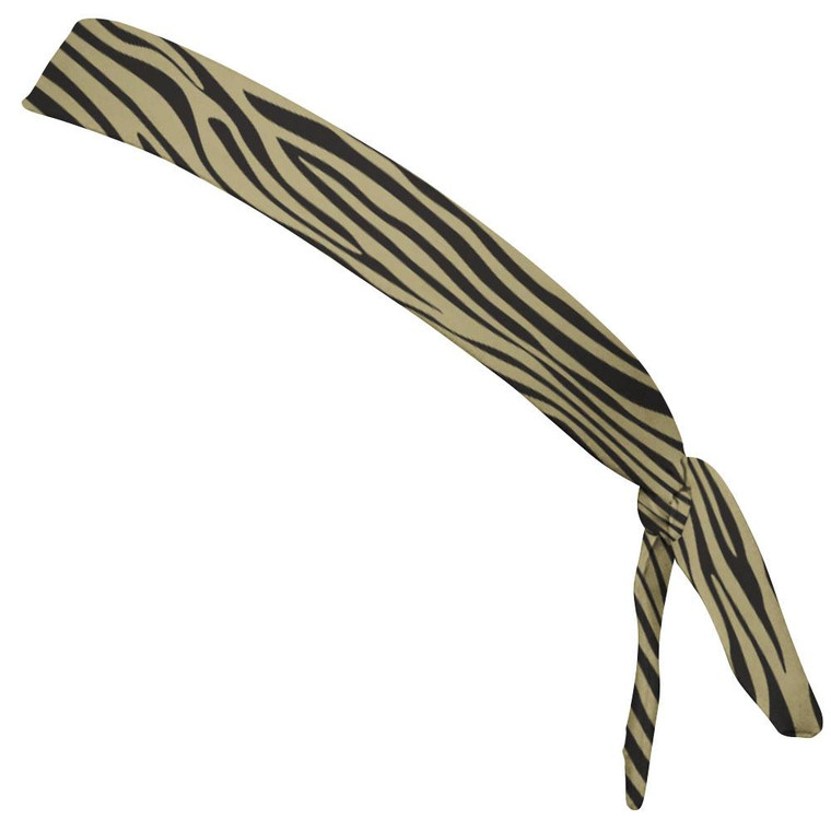 Zebra Vegas Gold & Black Elastic Tie Running Fitness Skinny Headbands Made In USA - Gold Black