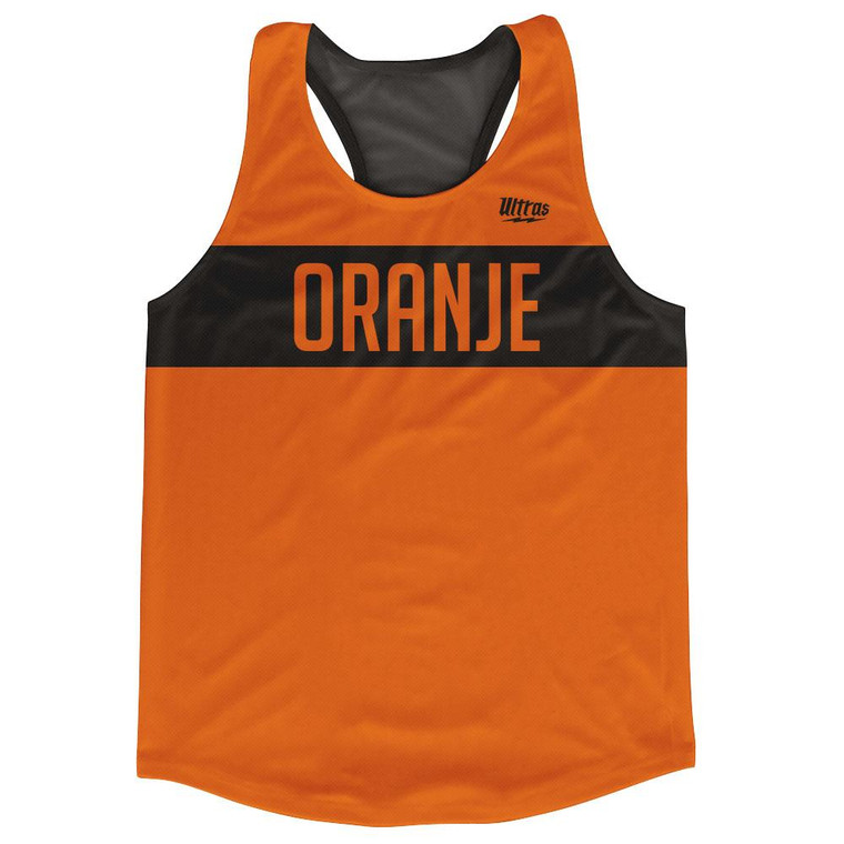 Oranje Black Finish Line Running Tank Top Racerback Track & Cross Country Singlet Jersey Made In USA - Orange & Black