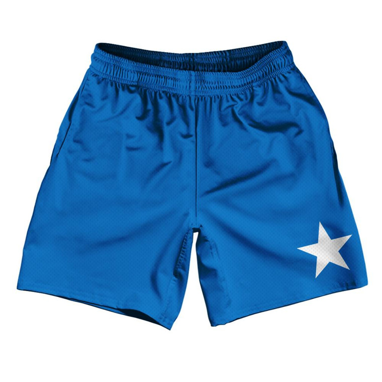 Somalia Country Flag Athletic Running Fitness Exercise Shorts 7" Inseam Made In USA - Blue White