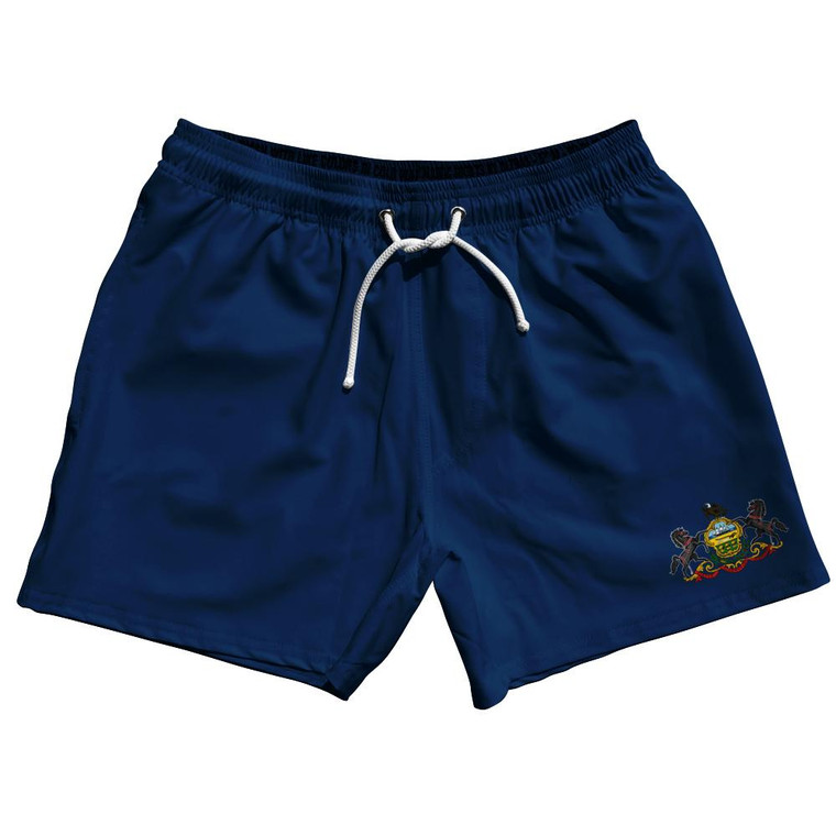 Pennsylvania US State 5" Swim Shorts Made in USA - Navy