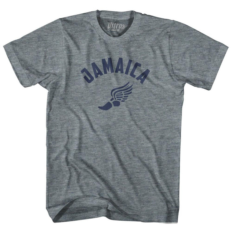 Jamaica Running Winged Foot Track T-shirt-Adult - Athletic Grey Jamaica Running Winged Foot Track T-shirt-Adult - Athletic Grey