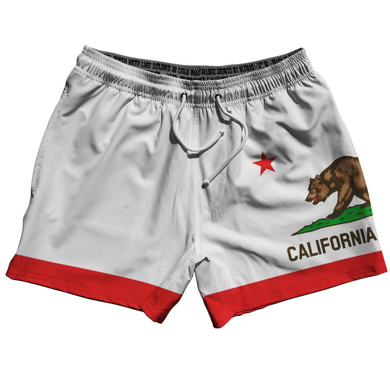 California US State 5" Swim Shorts Made in USA - White Red