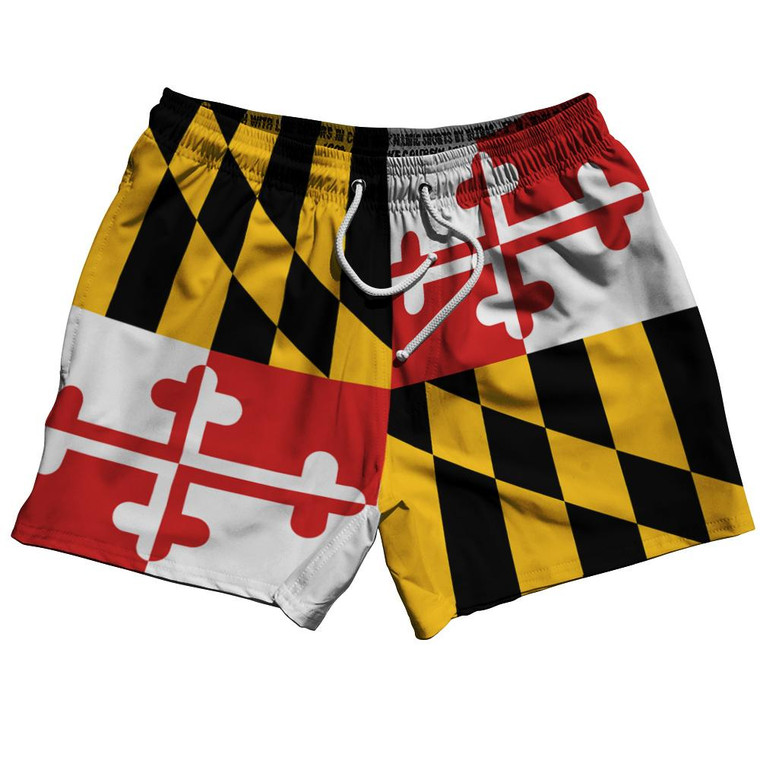 Maryland US State 5" Swim Shorts Made in USA - Yellow Red