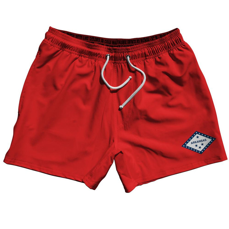 Arkansas US State 5" Swim Shorts Made in USA - Red