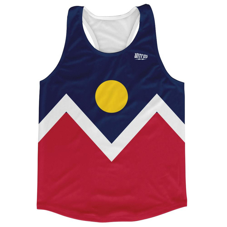 Denver City Flag Running Tank Top Racerback Track and Cross Country Singlet Jersey Made In USA - Red