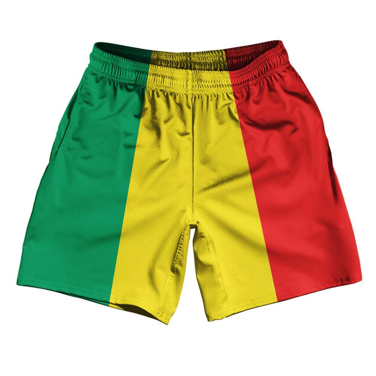 Mali Country Flag Athletic Running Fitness Exercise Shorts 7" Inseam Made In USA - Green Red