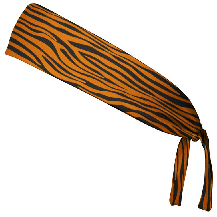 Zebra Orange & Black Elastic Tie Running Fitness Headbands Made In USA - Orange Black