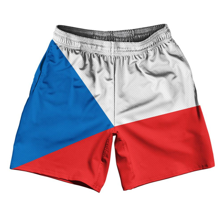 Czech Republic Country Flag Athletic Running Fitness Exercise Shorts 7" Inseam Made In USA - White Blue Red