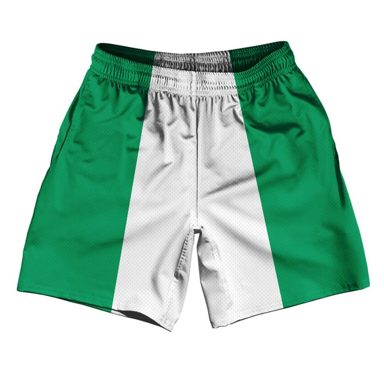 Nigeria Country Flag Athletic Running Fitness Exercise Shorts 7" Inseam Made In USA - Green White