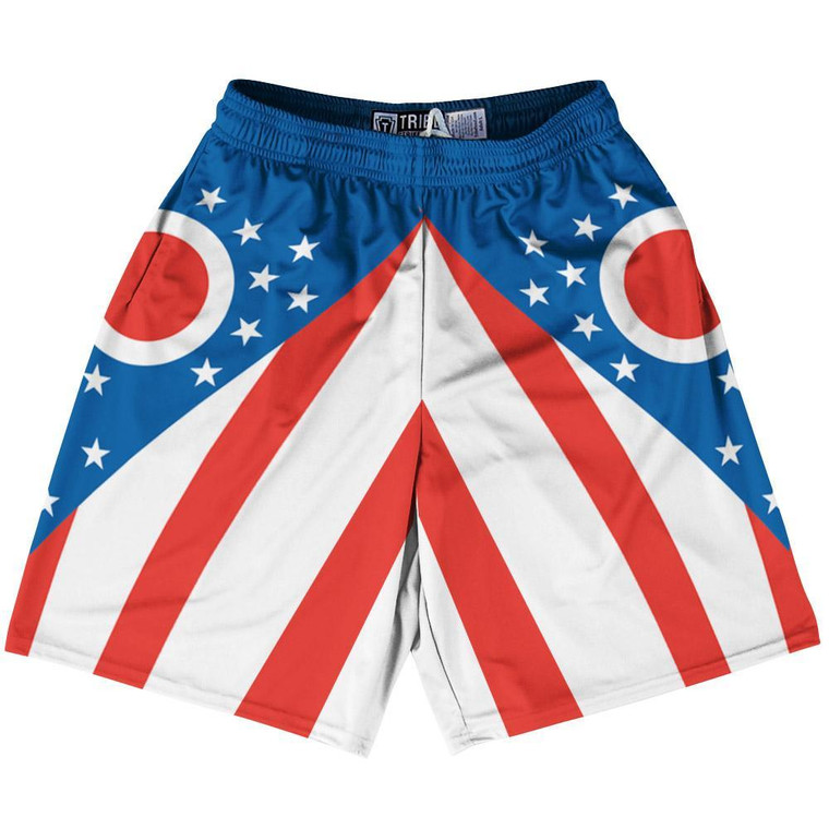 Ohio State Flag 9" Inseam Lacrosse Shorts Made In USA - Blue White Red
