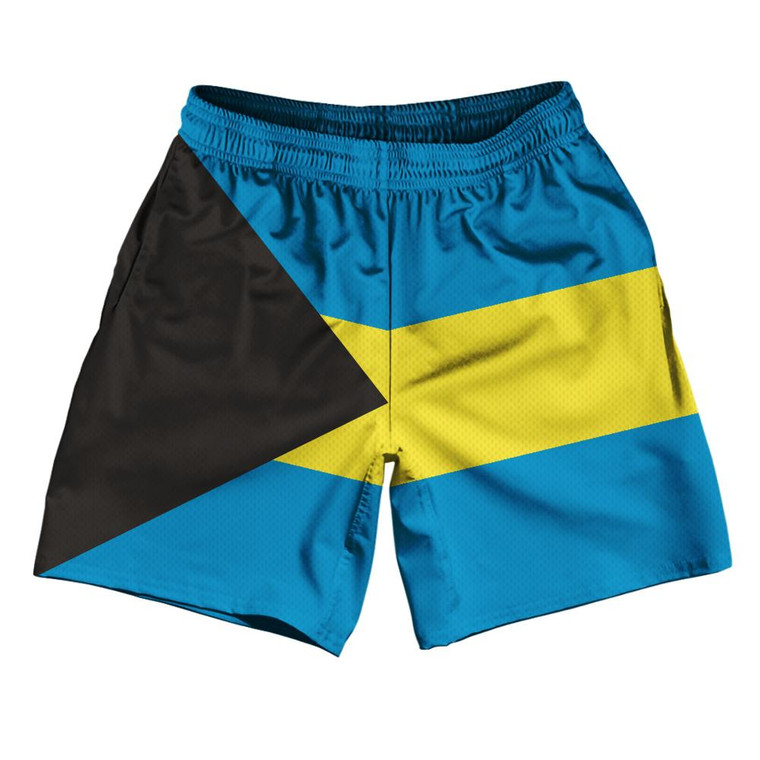Bahamas Country Flag Athletic Running Fitness Exercise Shorts 7" Inseam Made In USA - Blue
