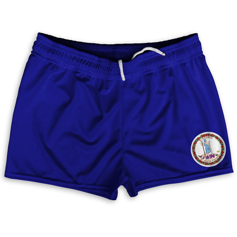 Virginia State Flag Shorty Short Gym Shorts 2.5" Inseam Made in USA - Blue