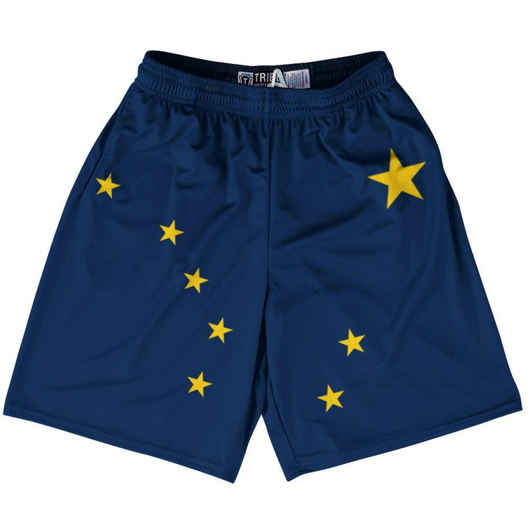 Alaska State Flag 9" Inseam Lacrosse Shorts Made In USA - Navy