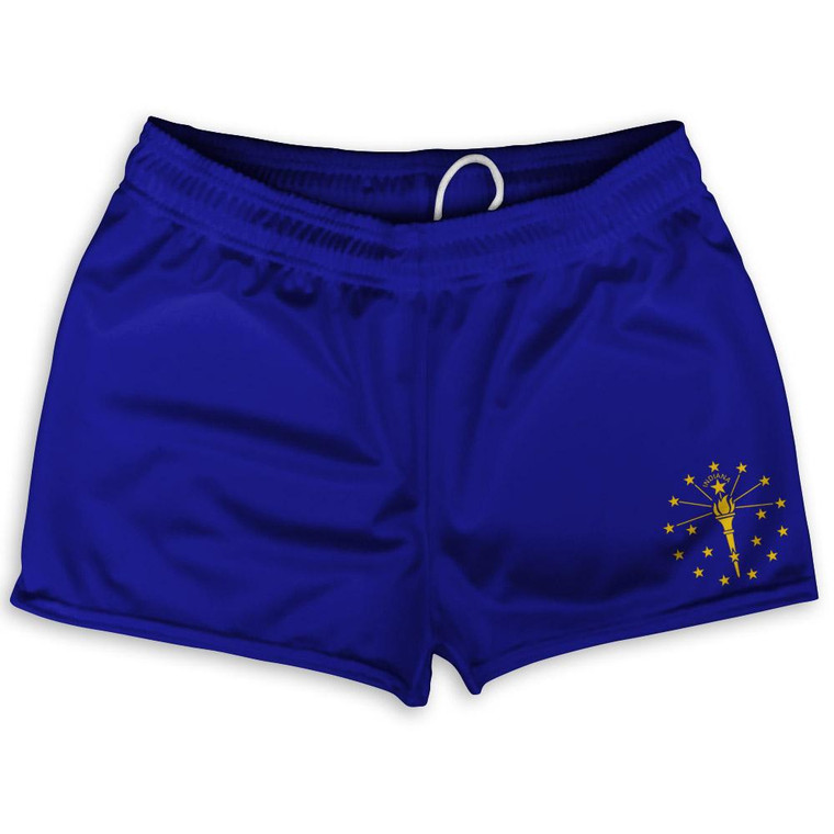 Indiana State Flag Shorty Short Gym Shorts 2.5" Inseam Made in USA - Blue