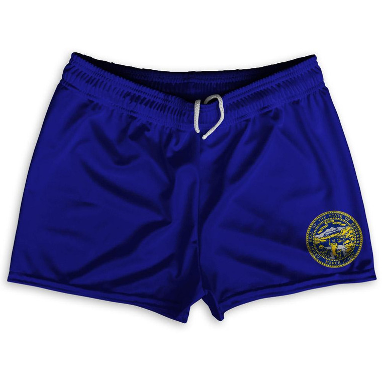 Nebraska State Flag Shorty Short Gym Shorts 2.5" Inseam Made in USA - Blue