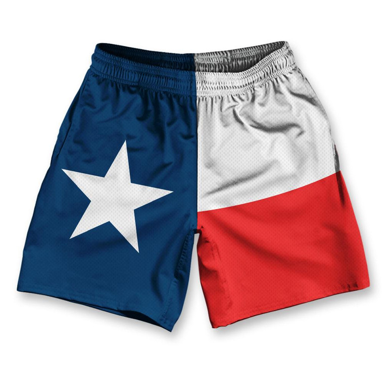 Texas State Flag Athletic Running Fitness Exercise Shorts 7" Inseam Made in USA - Blue Red White