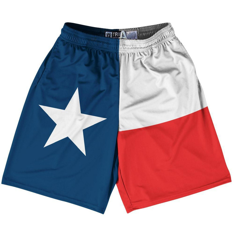 Texas State Flag 9" Inseam Lacrosse Shorts Made In USA - Blue Red White