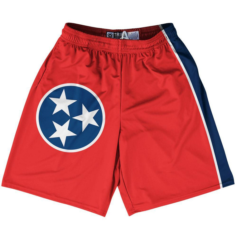 Tennessee State Flag 9" Inseam Lacrosse Shorts Made In USA - Red Blue