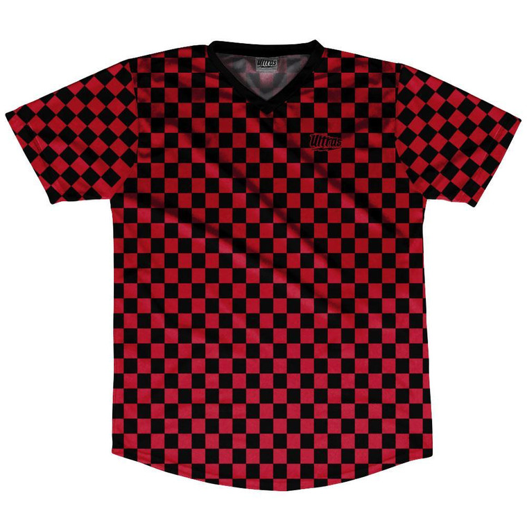 Ultras Micro Checkerboard Soccer Jersey - Black & Dark Red