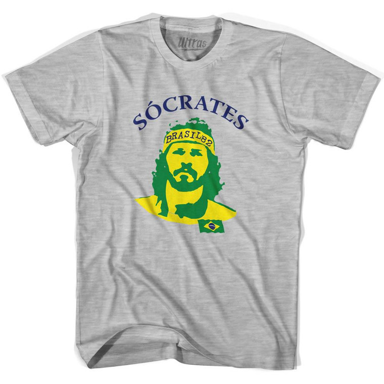 Socrates Brazil Adult Cotton Soccer Legend T-shirt - Grey Heather