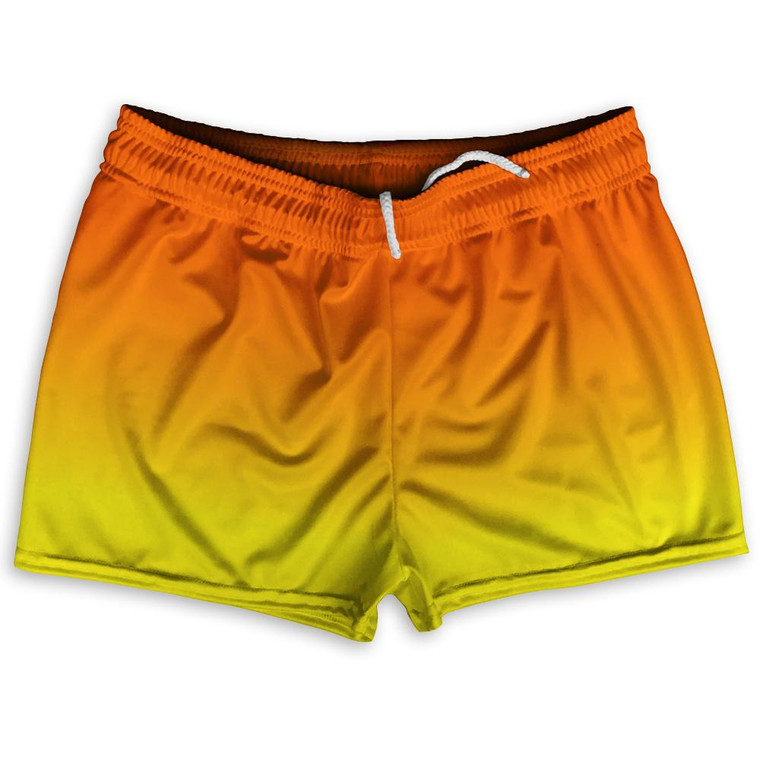 Orange and Yellow Ombre Shorty Short Gym Shorts 2.5"Inseam Made in USA - Orange
