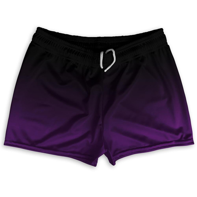 Black and Purple Ombre Shorty Short Gym Shorts 2.5"Inseam Made in USA - Purple