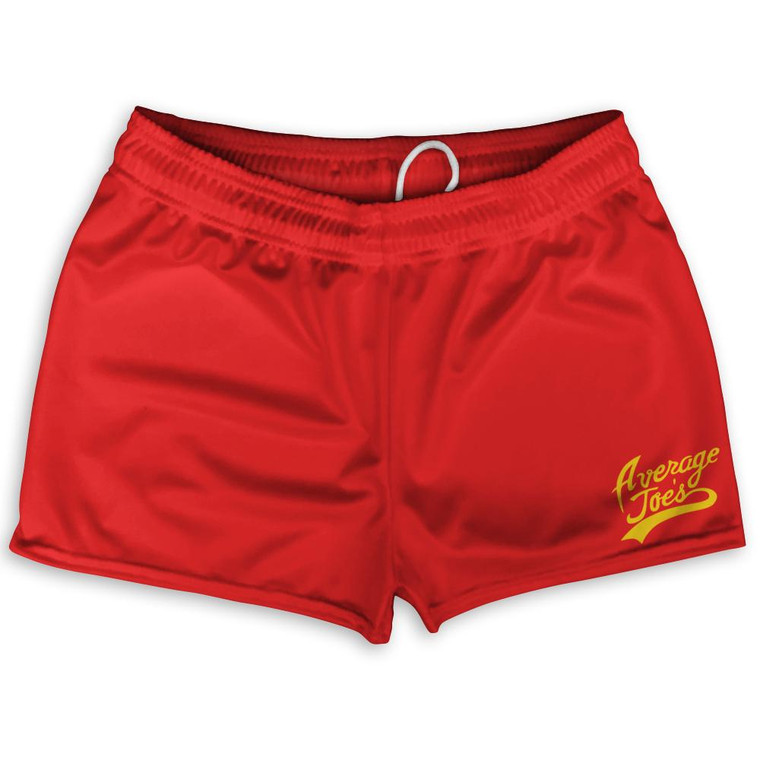 Average Joes Cursive Logo Shorty Short Gym Shorts 2.5"Inseam Made in USA - Red