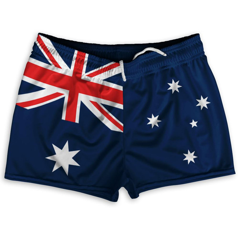 Australia Flag Shorty Short Gym Shorts 2.5"Inseam Made in USA - Navy