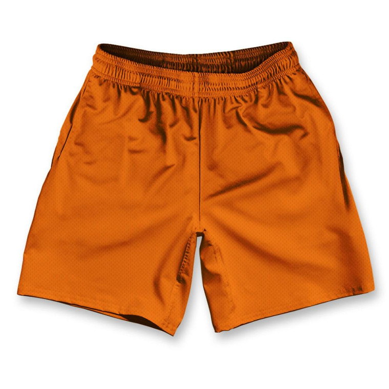 Burnt Orange Athletic Running Fitness Exercise Shorts 7" Inseam Made in USA - Orange