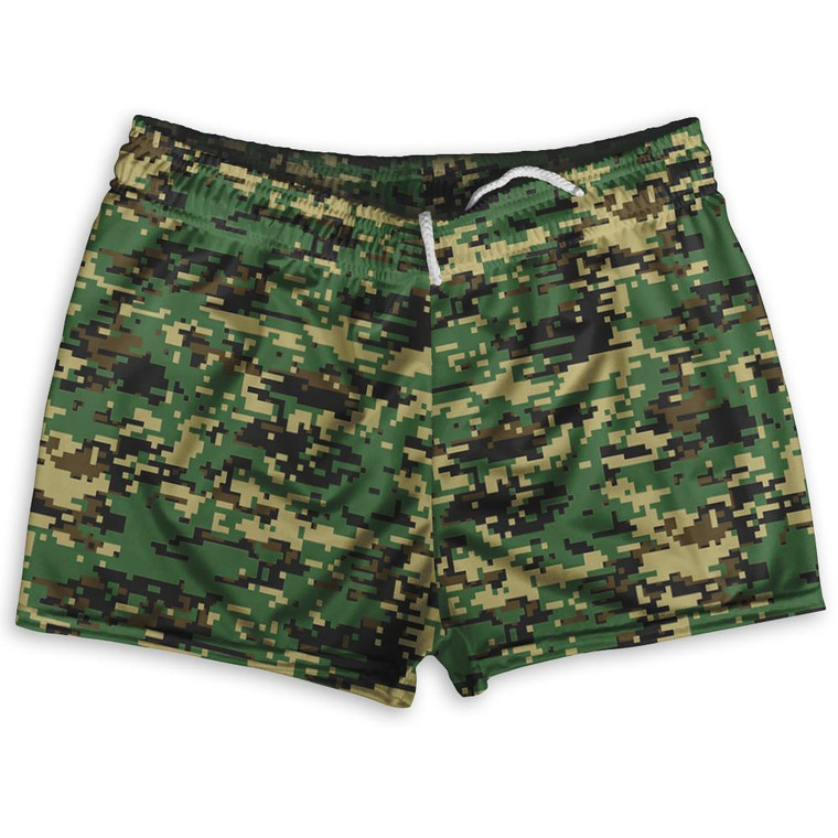 Army Digital Shorty Short Gym Shorts 2.5"Inseam Made in USA - Green