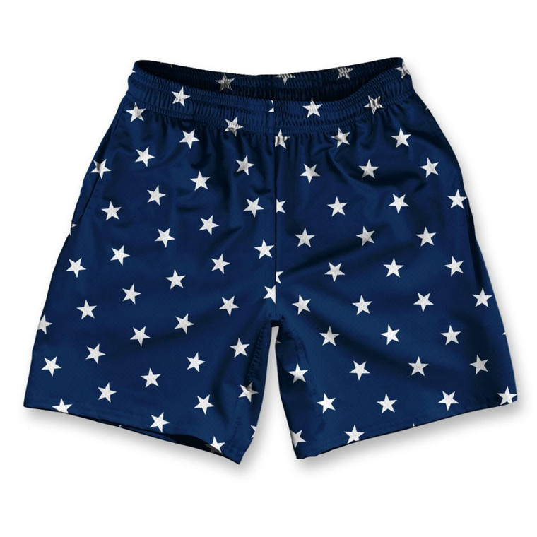Stars Navy Athletic Running Fitness Exercise Shorts 7" Inseam Made in USA-Navy