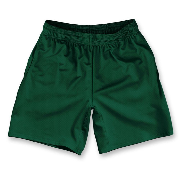 Forest Green Athletic Running Fitness Exercise Shorts 7" Inseam Made in USA-Forest Green