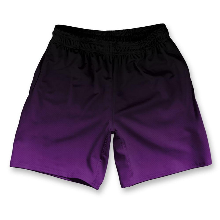 Black Purple Ombre Athletic Running Fitness Exercise Shorts 7" Inseam Made in USA-Purple Black