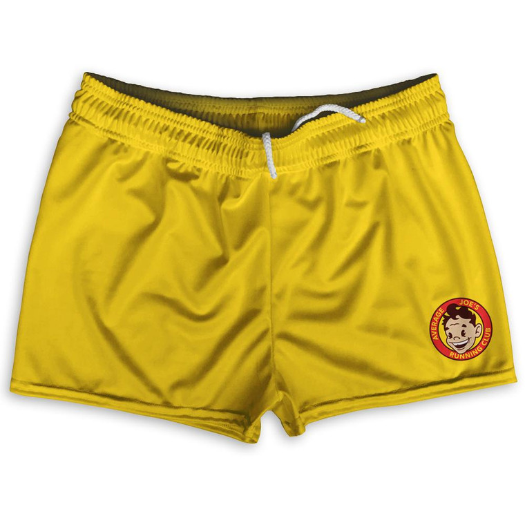 Average Joes Gym Logo Shorty Short Gym Shorts 2.5"Inseam Made in USA-Yellow