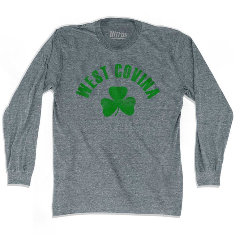 West Covina Shamrock Tri-Blend Long Sleeve T-shirt - Athletic Grey