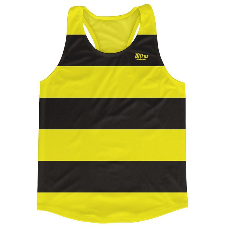 Yellow & Black Striped Running Tank Top Racerback Track and Cross Country Singlet Jersey Made In USA-Yellow & Black
